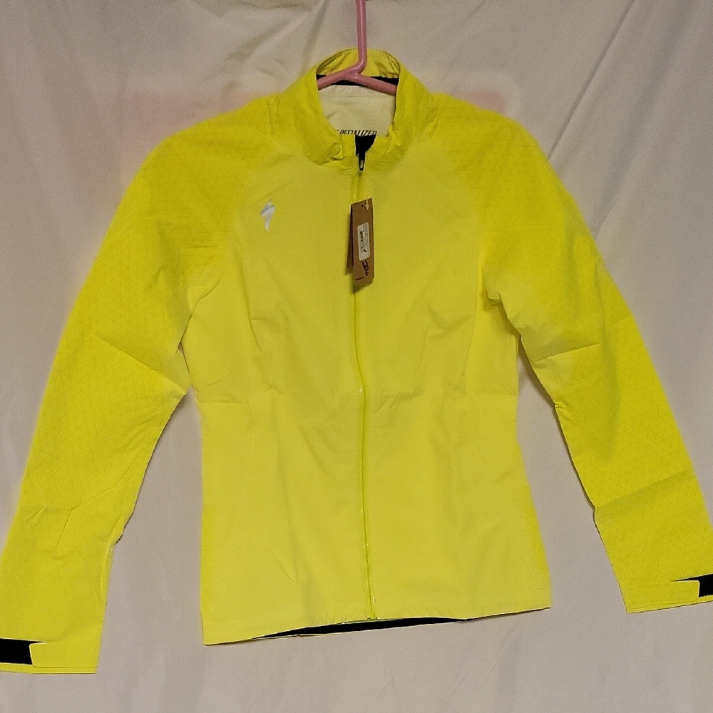 Womens Medium Waterproof Windproof Cycling Jacket Hi Viz Yellow Highly Reflectiv